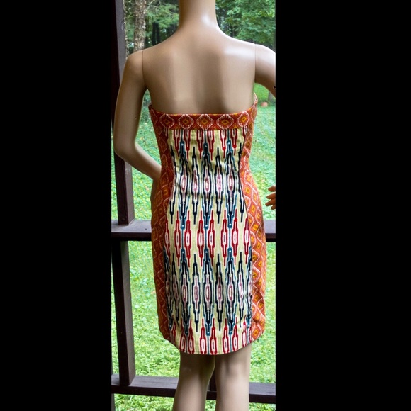 ▪️RACHEL▪️RACHEL ROY▪️Aztec Pattern Textile Cotton Strapless Mini Dress - Picture 2 of 5